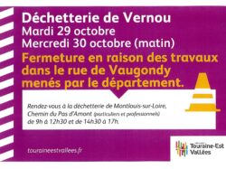 Fermeture déchetterie Vernou sur Brenne